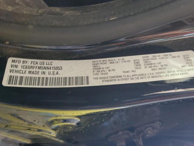 1C6SRFFM5NN415053 - 2022 RAM 1500 BIG HORN/LONE STAR BLACK photo 12