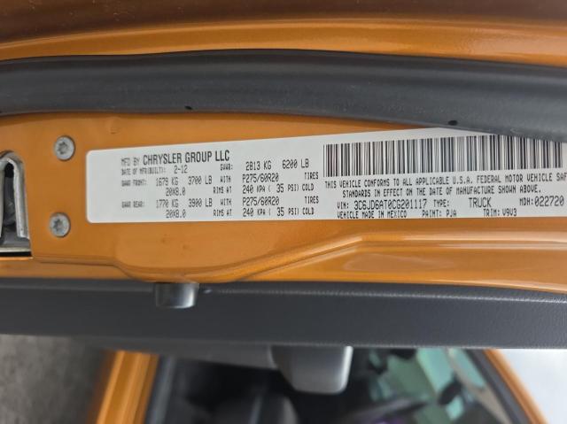 3C6JD6AT0CG201117 - 2012 DODGE RAM 1500 ST Narıncı foto 10