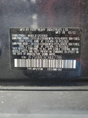 JF2SHABC6CH442786 - 2012 SUBARU FORESTER 2.5X Negro foto 13