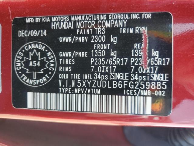5XYZUDLB6FG259885 - 2015 HYUNDAI SANTA FE SPORT RED photo 14