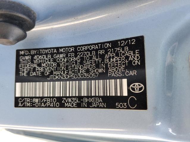 JTDKN3DP5D3035057 - 2013 TOYOTA PRIUS PLUG Көк фото 13