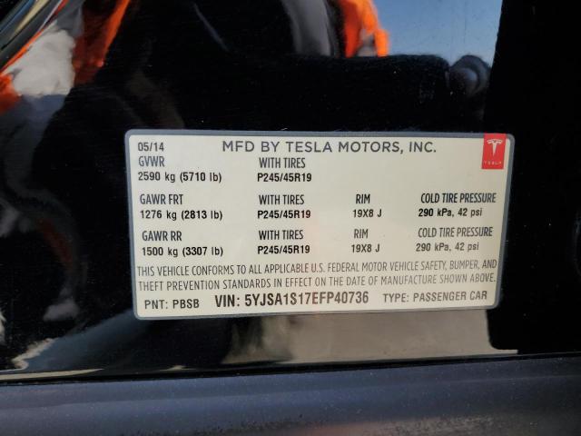 5YJSA1S17EFP40736 - 2014 TESLA MODEL S Negro foto 12