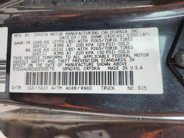 5TEUU42N59Z659579 - 2009 TOYOTA TACOMA ACCESS CAB 灰色 照片 13