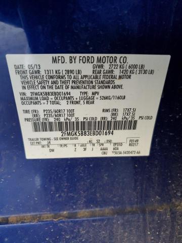 2FMGK5B83EBD01694 - 2014 FORD FLEX SE BLUE photo 13