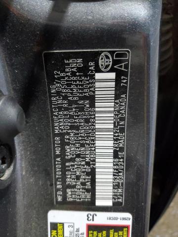 2T1BU4EEXDC928466 - 2013 TOYOTA COROLLA BASE 灰色 照片 12