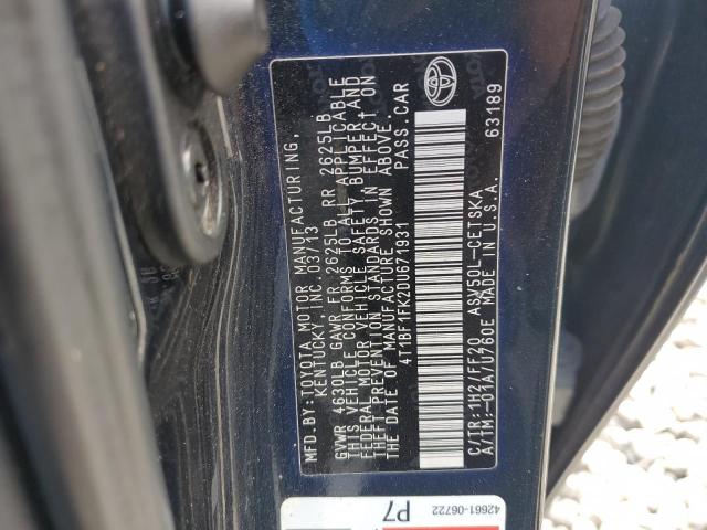 4T1BF1FK2DU671931 - 2013 TOYOTA CAMRY L BLACK photo 13