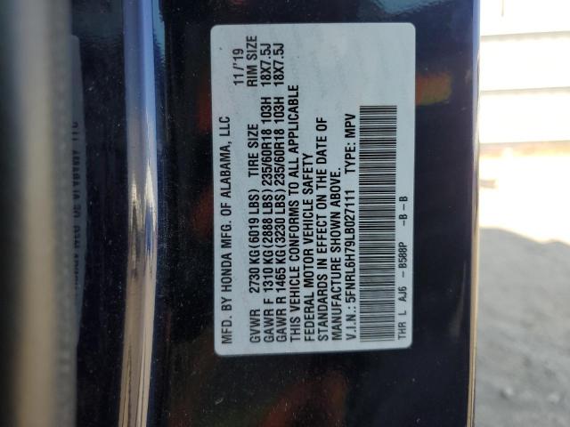 5FNRL6H79LB027111 - 2020 HONDA ODYSSEY EXL BLUE photo 12