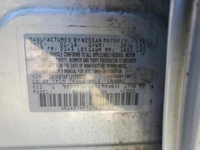 3N1AB7AP7JY250283 - 2018 NISSAN SENTRA S SILVER photo 13