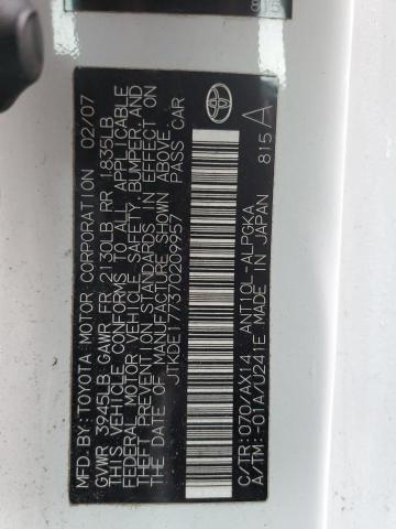 JTKDE177370209957 - 2007 TOYOTA SCION TC 白色 照片 12