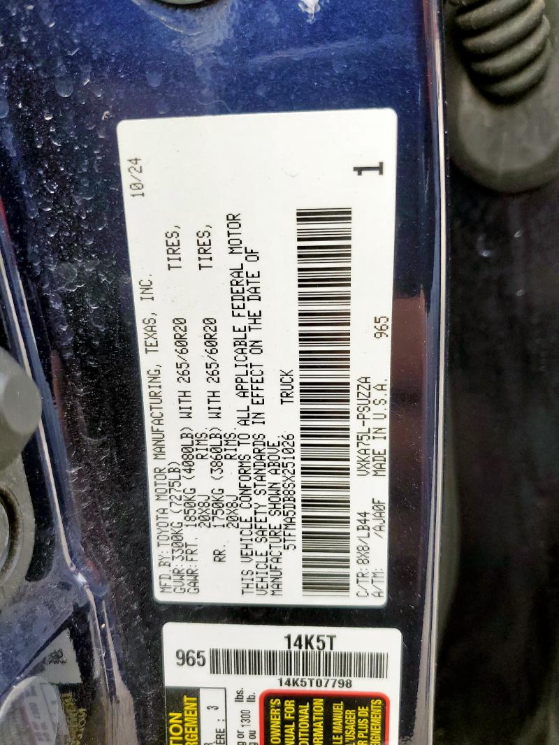 5TFMA5DB8SX251026 - 2025 TOYOTA TUNDRA CREWMAX PLATINUM Blau Foto 13