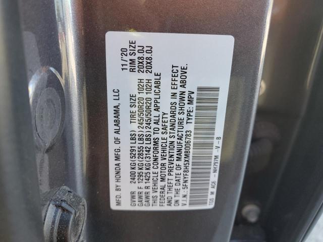 5FNYF8H5XMB006783 - 2021 HONDA PASSPORT EXL Gris foto 13