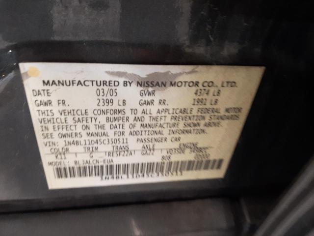 1N4BL11D45C350511 - 2005 NISSAN ALTIMA SE CHARCOAL photo 12