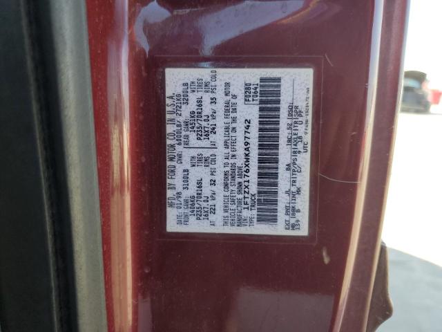 1FTZX176XWKA97742 - 1998 FORD F150 MAROON photo 12