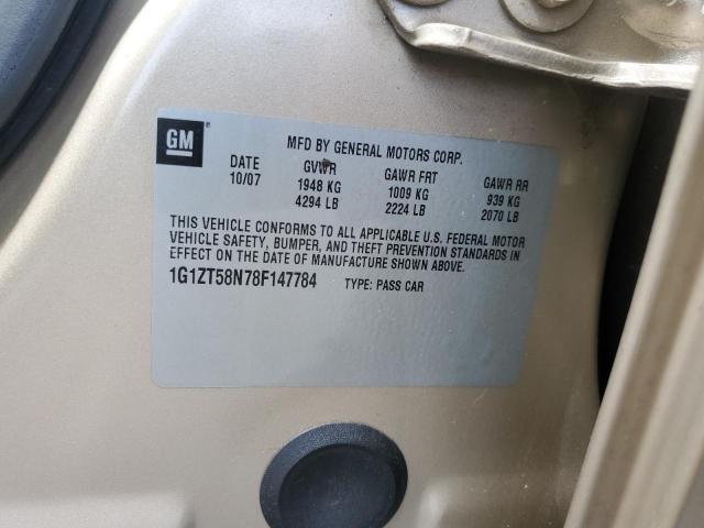 1G1ZT58N78F147784 - 2008 CHEVROLET MALIBU LT GOLD photo 13