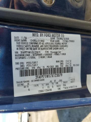 2FAFP71W17X123079 - 2007 FORD CROWN VICT POLICE INTERCEPTOR BLUE photo 12