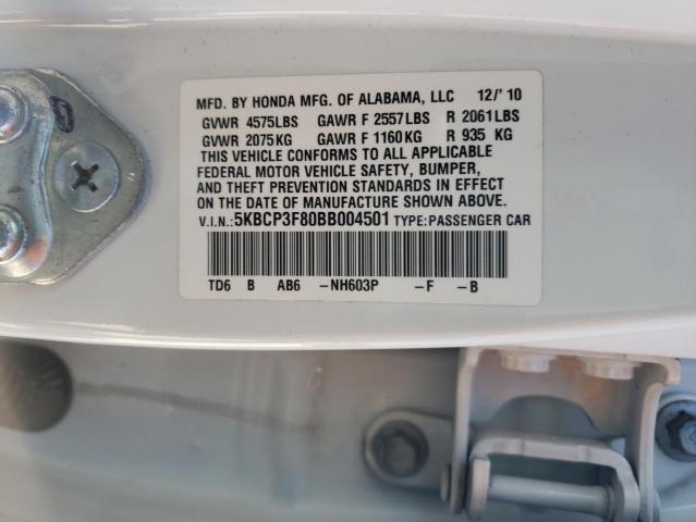 5KBCP3F80BB004501 - 2011 HONDA ACCORD EXL WHITE photo 12