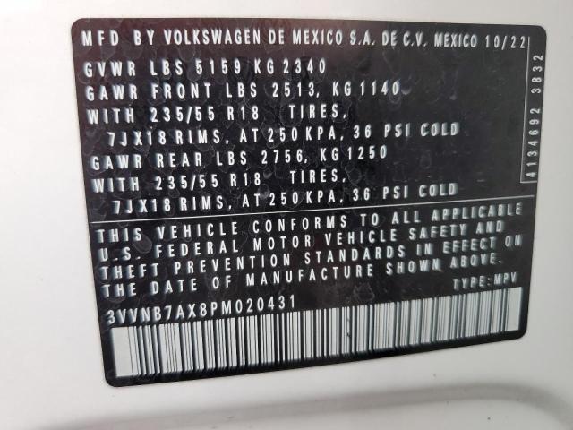 3VVNB7AX8PM020431 - 2023 VOLKSWAGEN TIGUAN SE თეთრი ფოტო 13