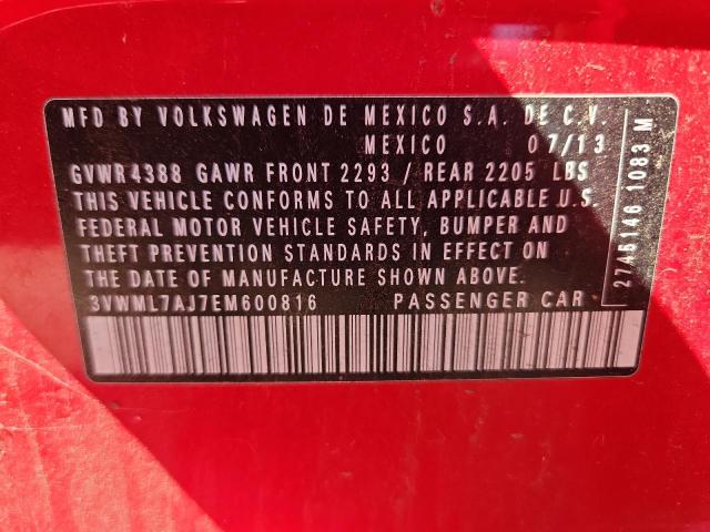 3VWML7AJ7EM600816 - 2014 VOLKSWAGEN JETTA TDI Czerwony zdjęcie 12