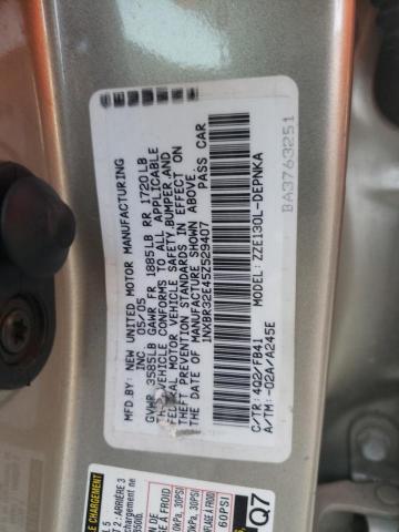 1NXBR32E45Z529407 - 2005 TOYOTA COROLLA CE TAN photo 12