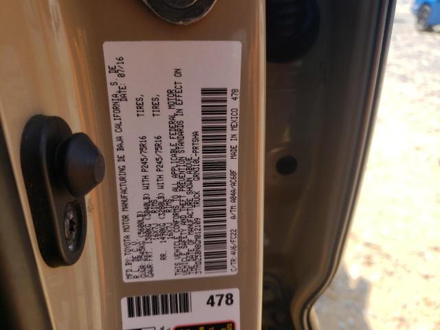 3TMDZ5BN8GM012109 - 2016 TOYOTA TACOMA DOUBLE CAB TAN photo 12