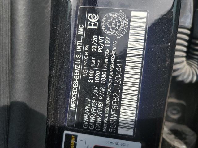 55SWF8EB2LU334441 - 2020 MERCEDES-BENZ C 300 4MATIC BLACK photo 12