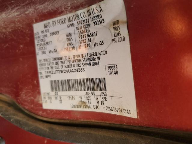 1FMZU73W24UA24363 - 2004 FORD EXPLORER XLT RED photo 13