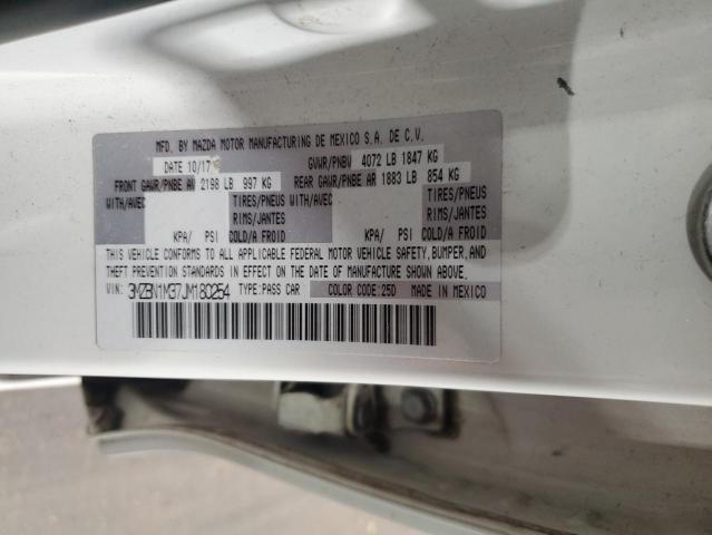 3MZBN1M37JM180254 - 2018 MAZDA 3 GRAND TOURING WHITE photo 12
