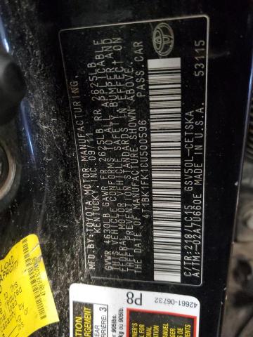 4T1BK1FK1CU500596 - 2012 TOYOTA CAMRY SE BLACK photo 13