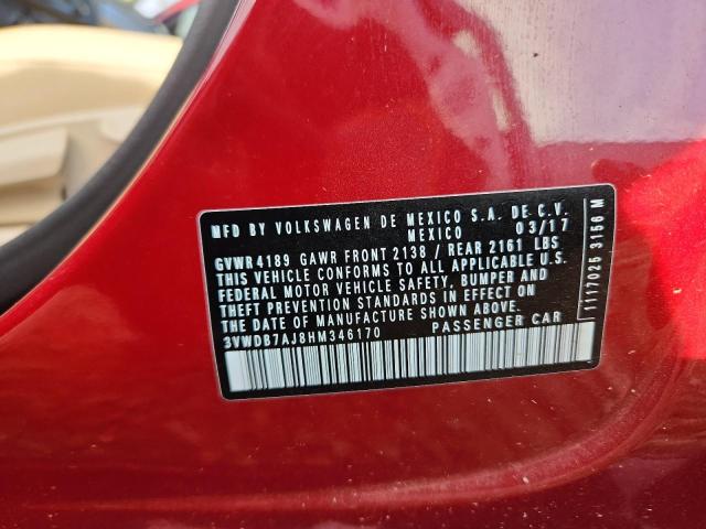 3VWDB7AJ8HM346170 - 2017 VOLKSWAGEN JETTA SE RED photo 12