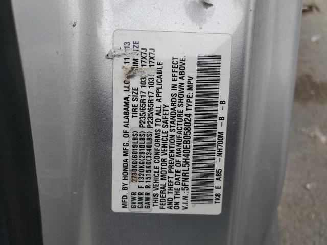 5FNRL5H40EB058024 - 2014 HONDA ODYSSEY EX SILVER photo 13