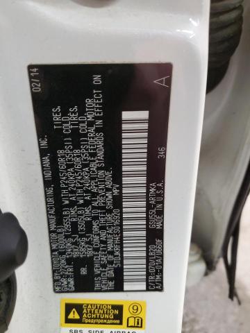 5TDJKRFH4ES016920 - 2014 TOYOTA HIGHLANDER XLE თეთრი ფოტო 14