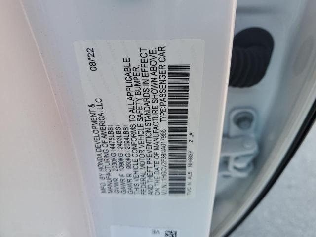 1HGCV2F38NA017966 - 2022 HONDA ACCORD SPORT أبيض صورة 12