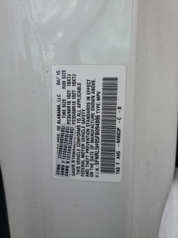 5FNRL5H95FB094806 - 2015 HONDA ODYSSEY TOURING WHITE photo 13