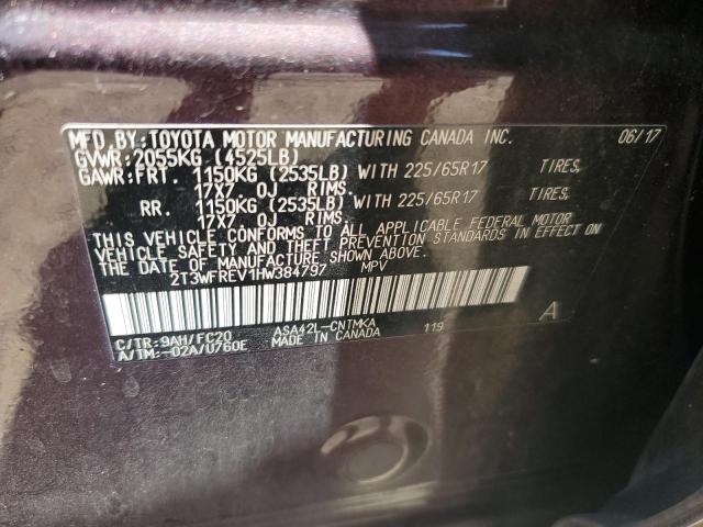 2T3WFREV1HW384797 - 2017 TOYOTA RAV4 XLE MAROON photo 13