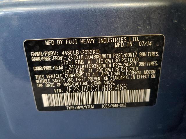 JF2SJADC2FH486466 - 2015 SUBARU FORESTER 2.5I PREMIUM BLUE photo 14