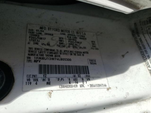 1FMRU13W74LB05300 - 2004 FORD EXPEDITION XLS WHITE photo 13