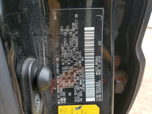 JTEDW21AX70023231 - 2007 TOYOTA HIGHLANDER HYBRID BLACK photo 12