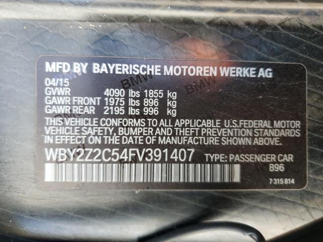 WBY2Z2C54FV391407 - 2015 BMW I8 WHITE photo 12