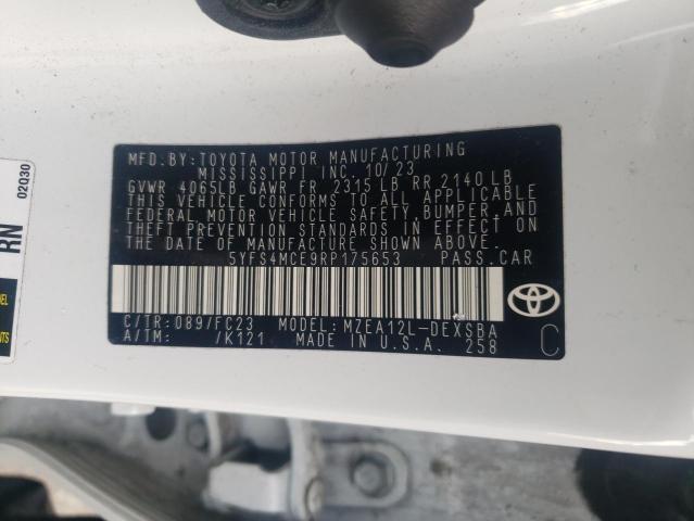 5YFS4MCE9RP175653 - 2024 TOYOTA COROLLA SE WHITE photo 12