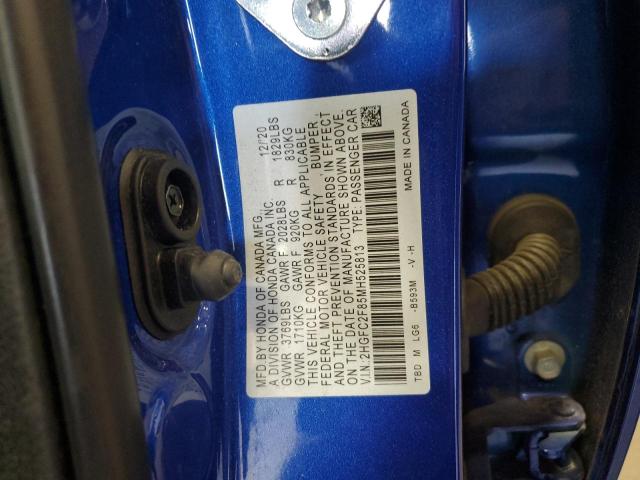 2HGFC2F85MH525813 - 2021 HONDA CIVIC SPORT BLUE photo 12