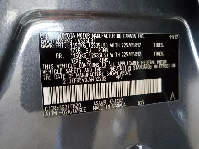 2T3ZFREV0JW433202 - 2018 TOYOTA RAV4 LE Grau Foto 14