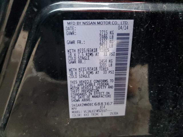 5N1AR2MN0EC688367 - 2014 NISSAN PATHFINDER S BLACK photo 13