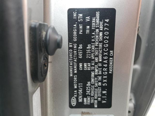 5XXGR4A6XCG020774 - 2012 KIA OPTIMA SX SILVER photo 12