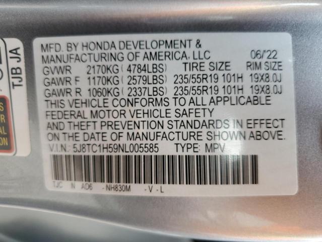 5J8TC1H59NL005585 - 2022 ACURA RDX TECHNOLOGY SILVER photo 13