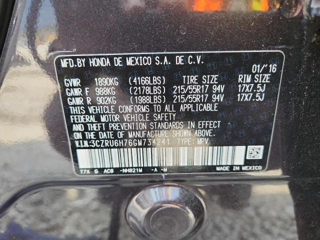 3CZRU6H76GM734241 - 2016 HONDA HR-V EXL GRAY photo 12