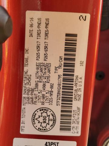 5TFDZ5BNXGX011795 - 2016 TOYOTA TACOMA DOUBLE CAB RED photo 12