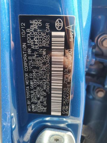 JTKKUPB44D1030486 - 2013 TOYOTA SCION XD BLUE photo 12