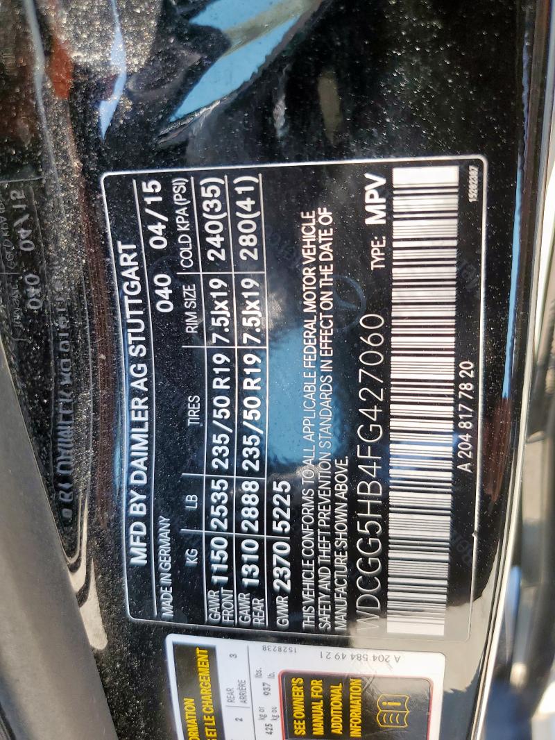 WDCGG5HB4FG427060 - 2015 MERCEDES-BENZ GLK 350 黑色 照片 14