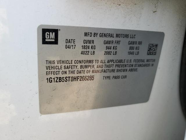 1G1ZB5ST0HF266285 - 2017 CHEVROLET MALIBU LS თეთრი ფოტო 12