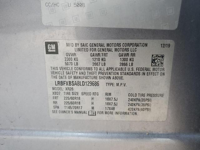 LRBFXBSA8LD129686 - 2020 BUICK ENVISION PREFERRED Gris photo 13